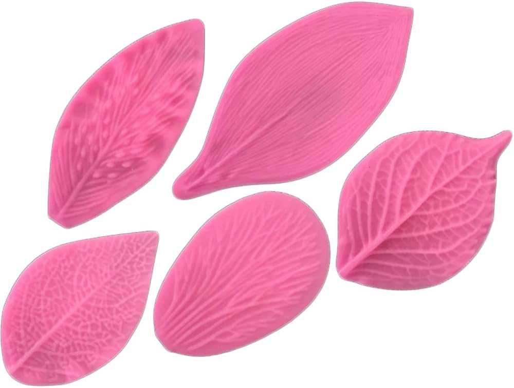 Bakewareind Leaf Veiner Silicone Mould Assorted , 5 Designs