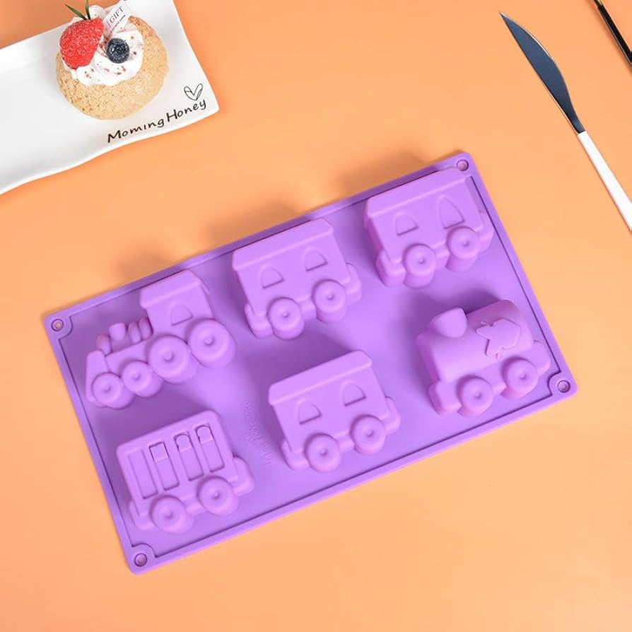 Bakewareind Toy Train Chocolate Clay Cake Silicone Mould,6cavity