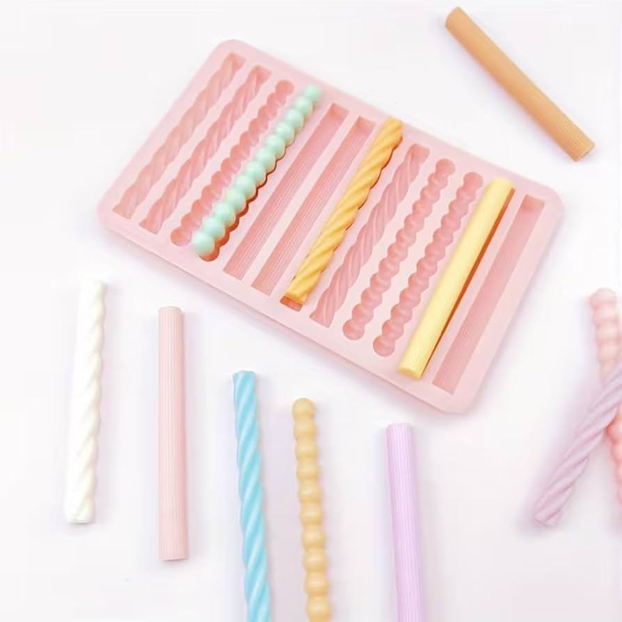 Lyba Moulds Long Stripes Line Lace Silicone Mould Candle Mould ,12 cavity