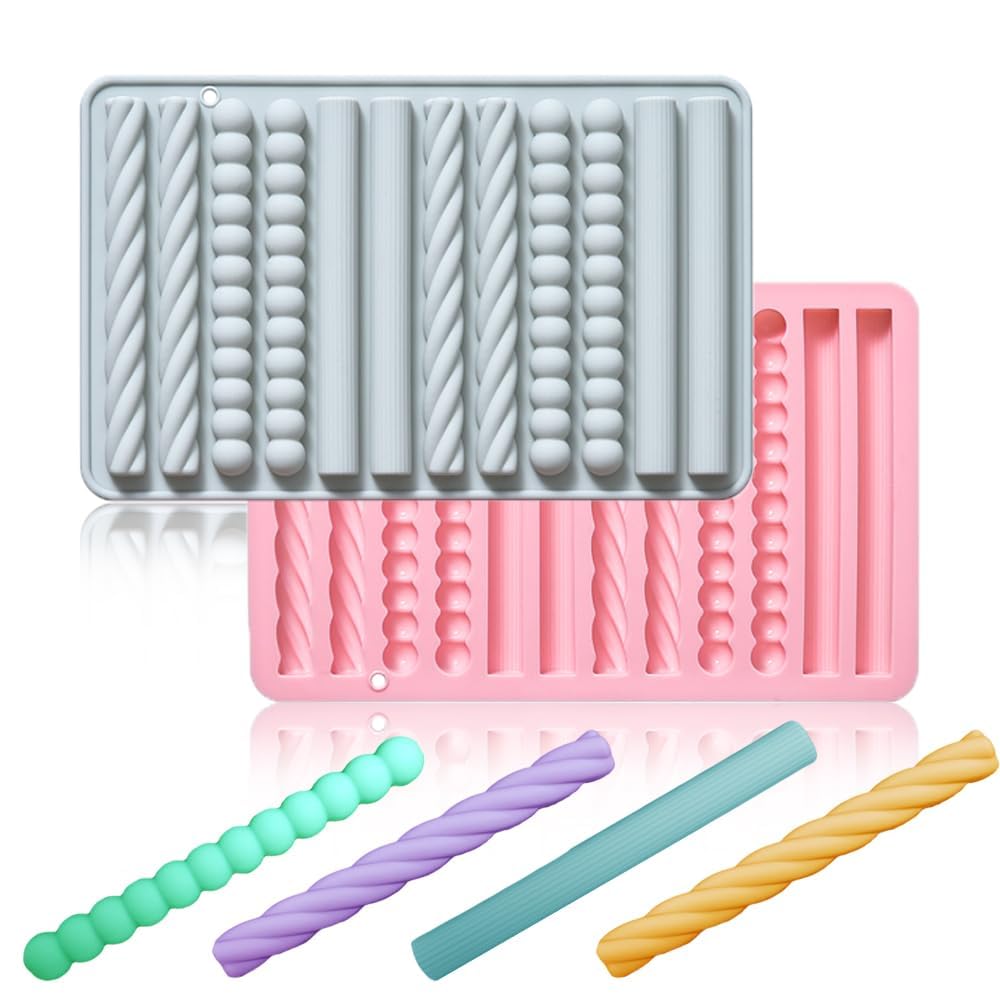 Lyba Moulds Long Stripes Line Lace Silicone Mould Candle Mould ,12 cavity
