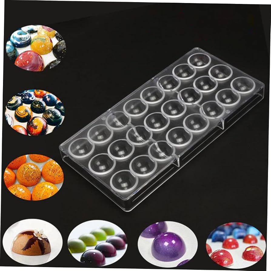 Bakewareind Half Sphere Polycarbonate Chocolate Mould, 24 cavity