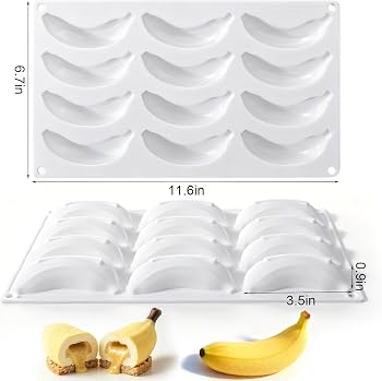 Bakewareind 3D Banana Fruit Mousse Cake Silicone Mould, 12 cavity