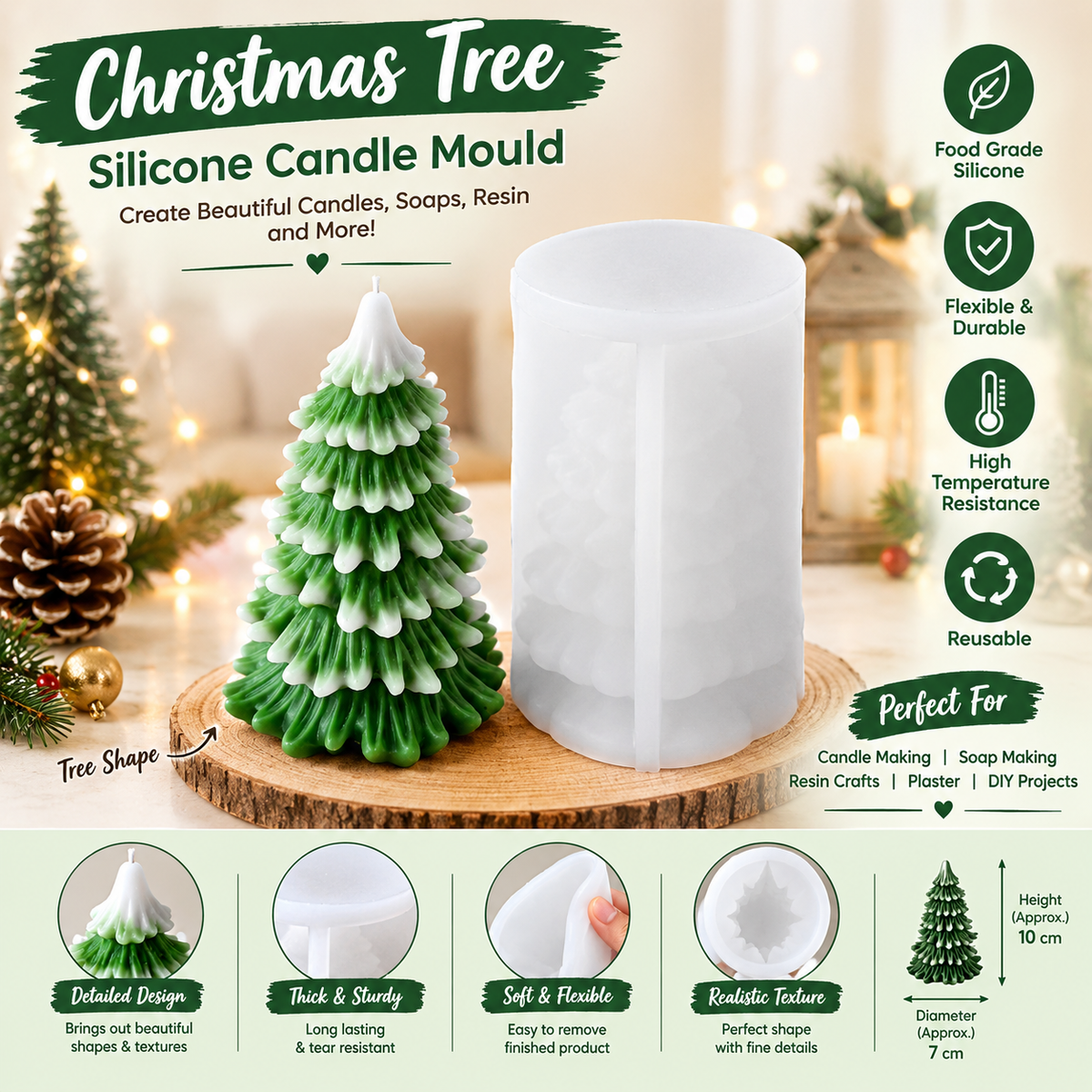 Lyba Moulds Christmas Pine Needle Tree Silicone Mould