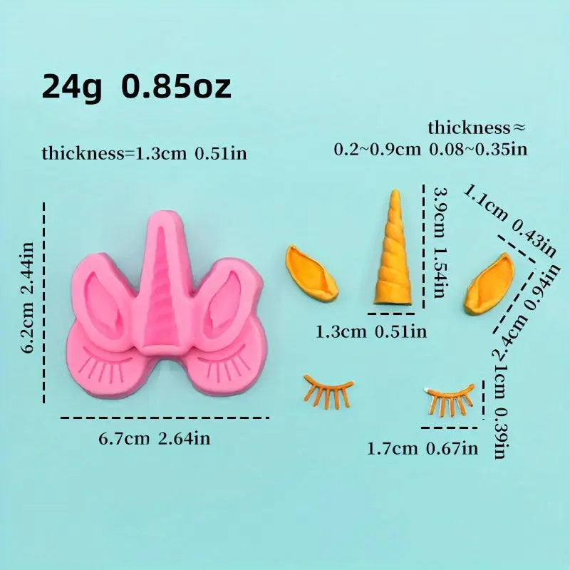 Bakewareind Unicorn Ear Lashes Horn Fondant Chocolate Silicone Mould