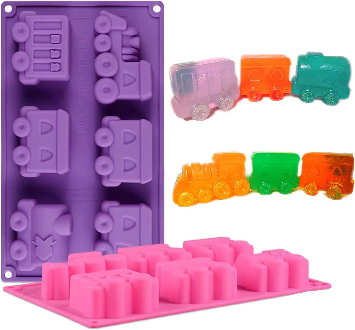 Bakewareind Toy Train Chocolate Clay Cake Silicone Mould, 6 cavity