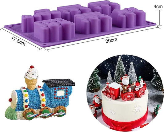 Bakewareind Toy Train Chocolate Clay Cake Silicone Mould,6cavity