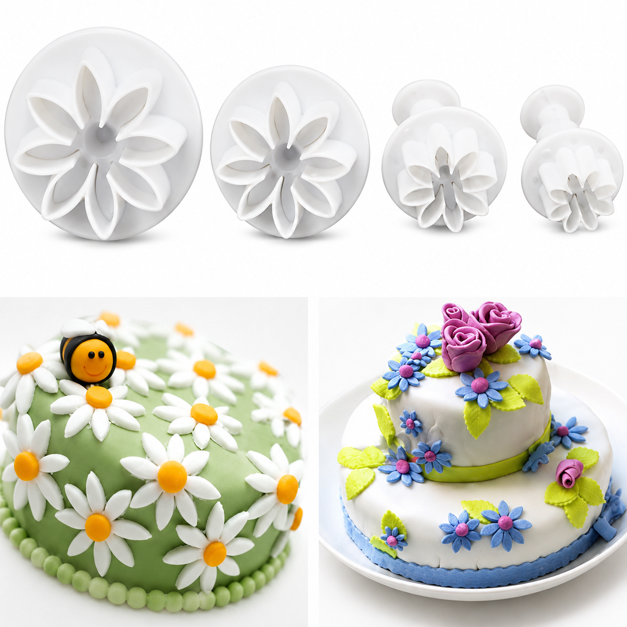Bakewareind Daisy plunger cookie cutter 4pcs set