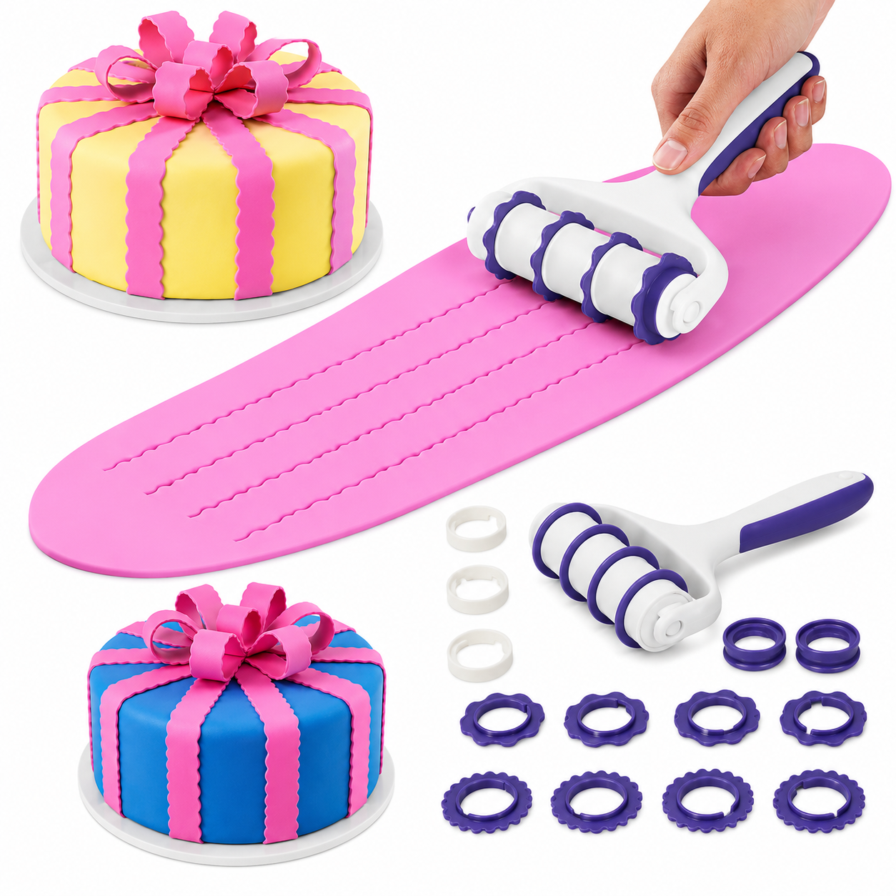 Bakewareind Fondant Strip Ribbon Cutter ,22pc set