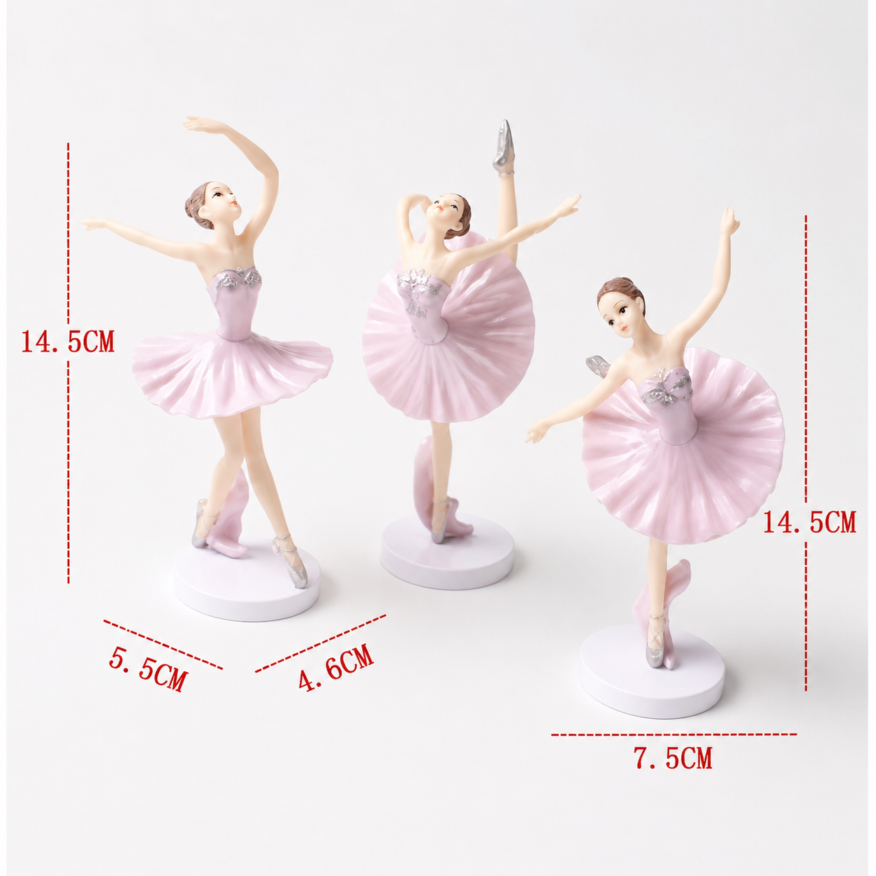 Bakewareind Ballerina Ballet Dancer Toy Cake Topper, 3pcs