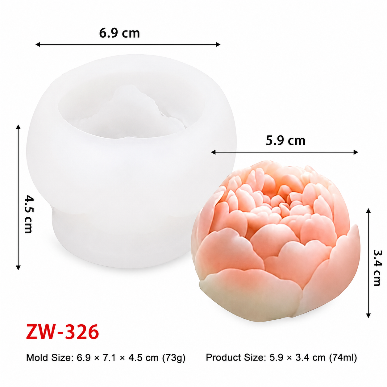 Lyba Moulds 3D Rose Lotus Candle Silicone Mould, 4Pcs