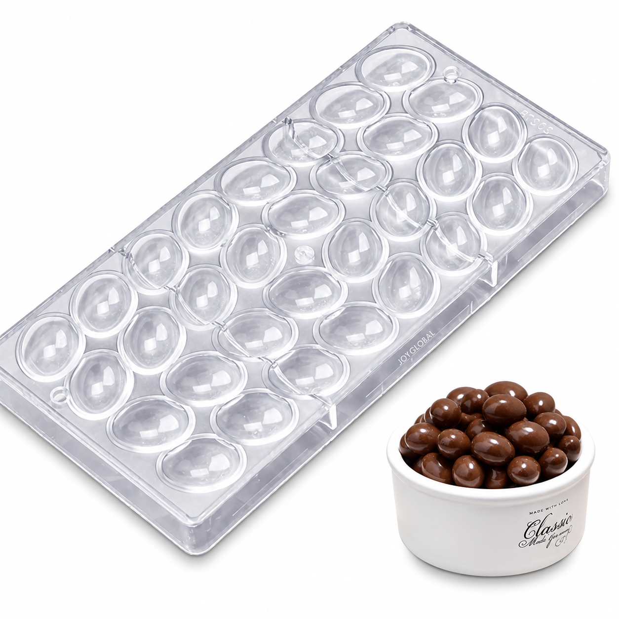 Bakewareind Oval Polycarbonate Chocolate Mould, 32 cavity