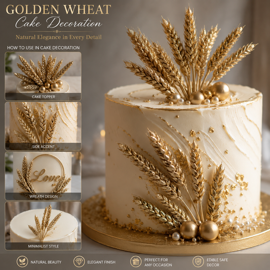 Bakewareind Dried Wheat Grass Cake Topper ,Golden, 12pcs