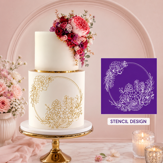 Bakewareind Frame Wreath Flower Reusable Fabric Mesh Cake Decorating Stencil