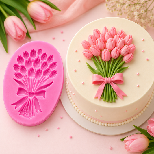 Bakewareind Tulip Rose Bouquet Silicone Mould Fondant Mould