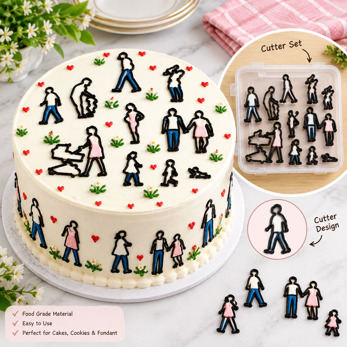 Bakewareind Family Silhouette  Cookie Fondant Cutter Set