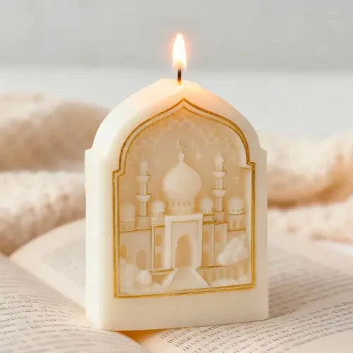 Lyba Moulds 3D Ramadan Themed Crescent Moon and Star Mosque Silicone Candle Mould