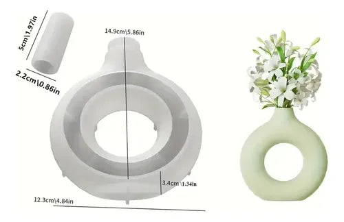 Lyba Moulds Donut Flower Vase Concrete Resin Candle Silicone Mould