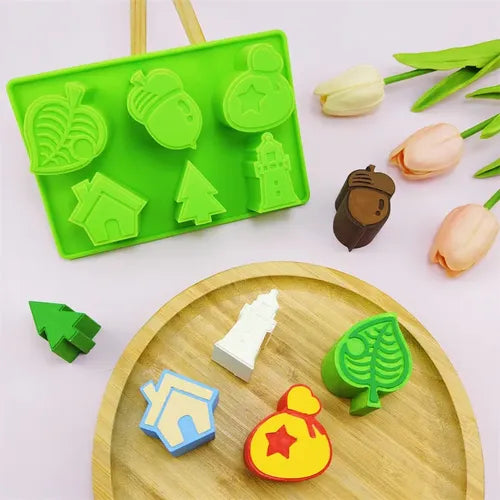 Bakewareind Leaf House Lighthouse Chocolate Clay Soap Cake  Silicone Mould ,6cavity