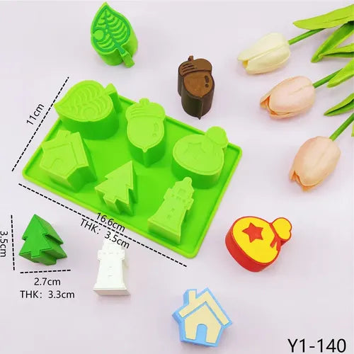 Bakewareind Leaf House Lighthouse Chocolate Clay Soap Cake  Silicone Mould ,6cavity