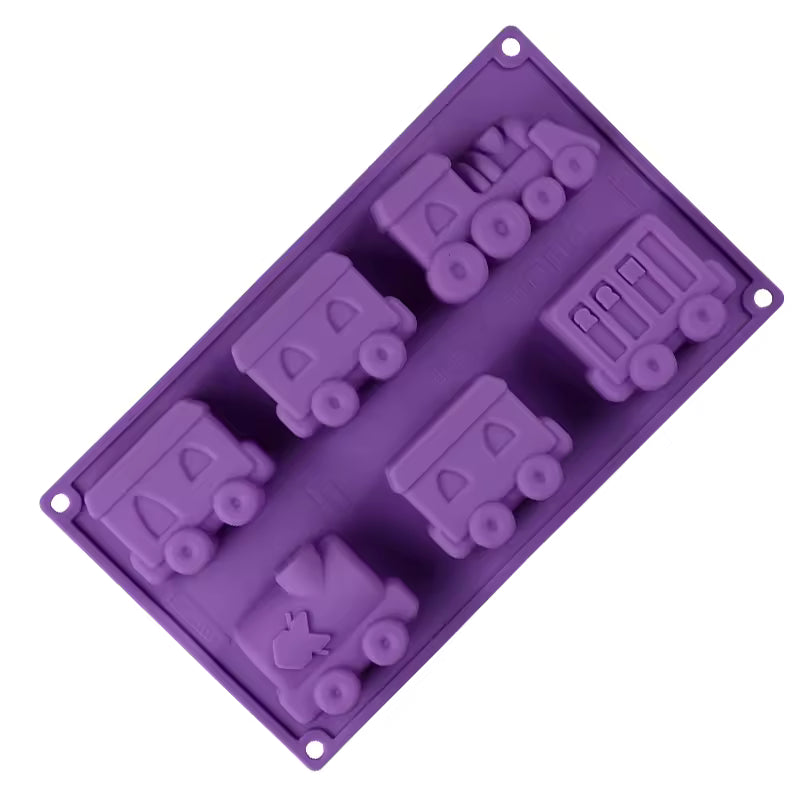 Bakewareind Toy Train Chocolate Clay Cake Silicone Mould,6cavity