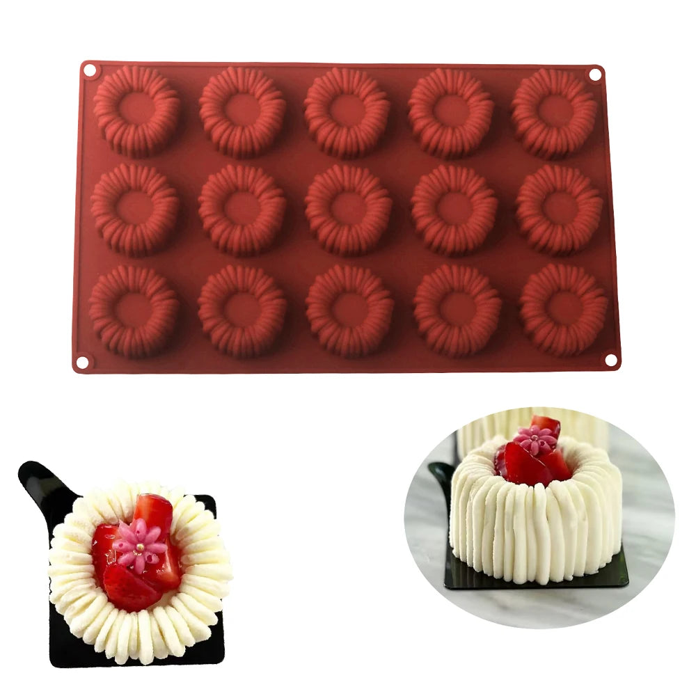 Bakewareind Charlotte Entremet Mousse Bundt Cake Silicone Mould,15cavity