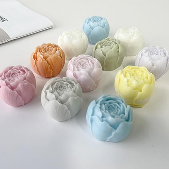 Lyba Mould 3D Round Peony Flower Shape Candle Silicone Mould