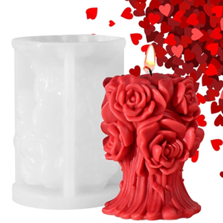 Lyba Mould 3D Rose Bouquet Tree Candle Silicone Candle Mould