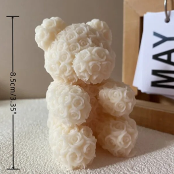 Lyba Mould 3D Rose Teddy bear candle Mould