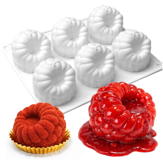 Bakewareind 3D Raspberry Mousse Fruit Silicone Chocolate Mould, 6 Cavity