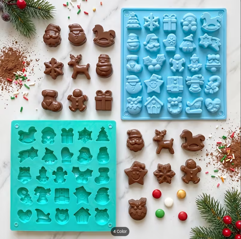 Bakewareind Christmas Miniature Theme Chocolate Fondant Silicone Mould, 25 Cavity