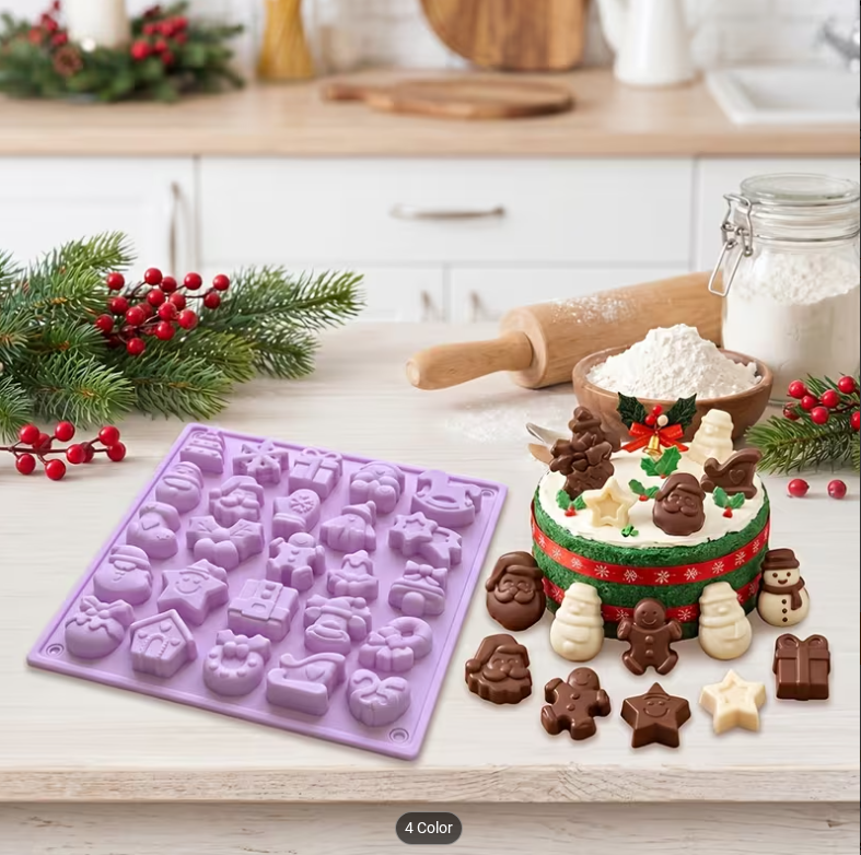 Bakewareind Christmas Miniature Theme Chocolate Fondant Silicone Mould, 25 Cavity