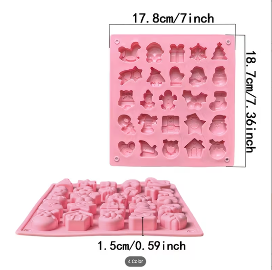 Bakewareind Christmas Miniature Theme Chocolate Fondant Silicone Mould, 25 Cavity