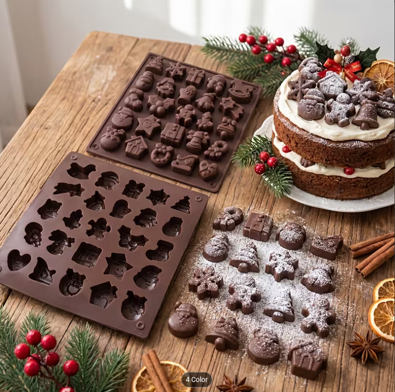 Bakewareind Christmas Miniature Theme Chocolate Fondant Silicone Mould, 25 Cavity