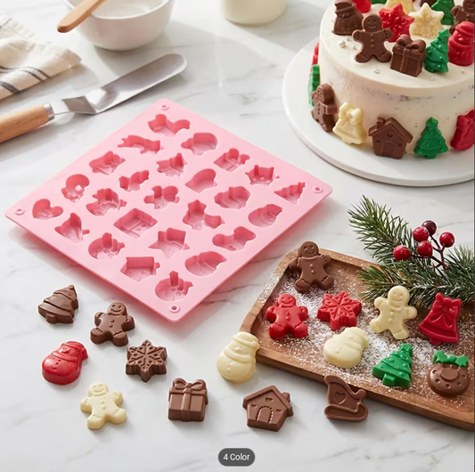 Bakewareind Christmas Miniature Theme Chocolate Fondant Silicone Mould, 25 Cavity