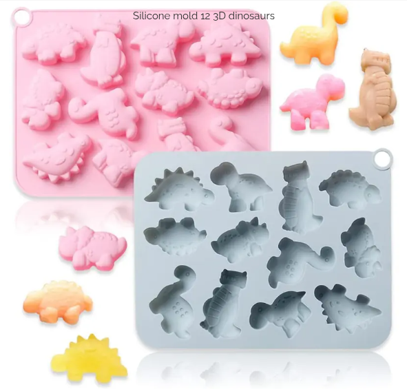 Bakewareind Mini Dinosaur, Dragon Hippo Chocolate Silicone Mould , 12 Cavity