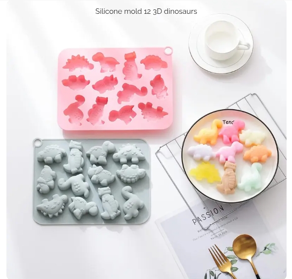 Bakewareind Mini Dinosaur, Dragon Hippo Chocolate Silicone Mould , 12 Cavity