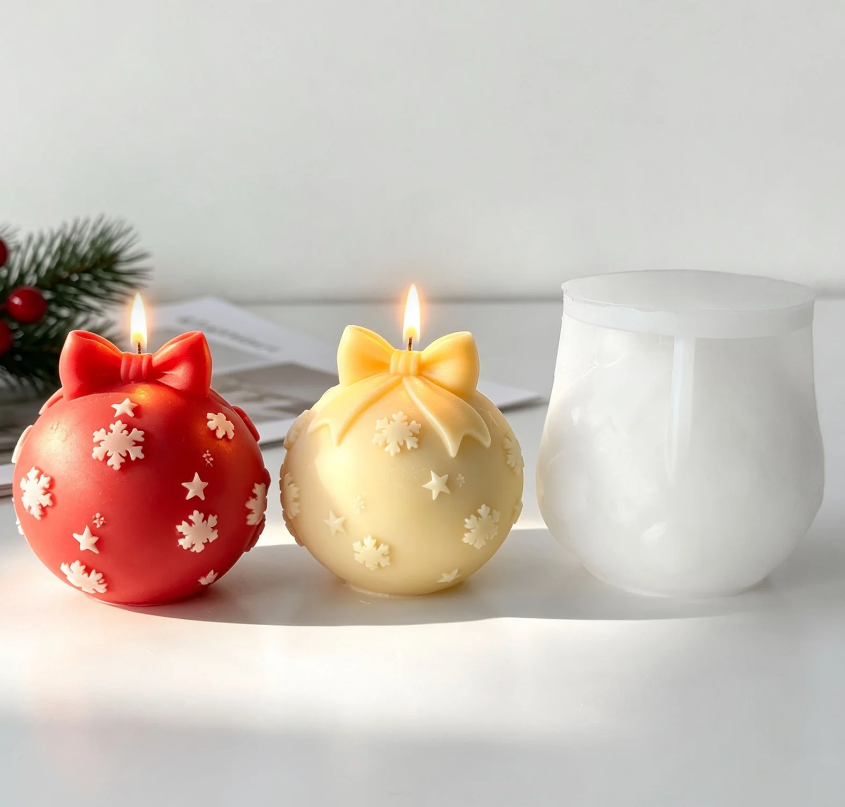 Lyba Moulds Christmas Ball Bow Tie Candle Silicone Mould