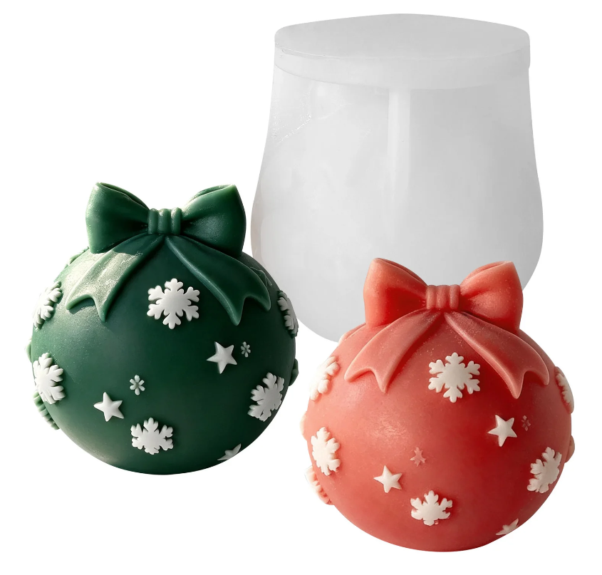 Lyba Moulds Christmas Ball Bow Tie Candle Silicone Mould