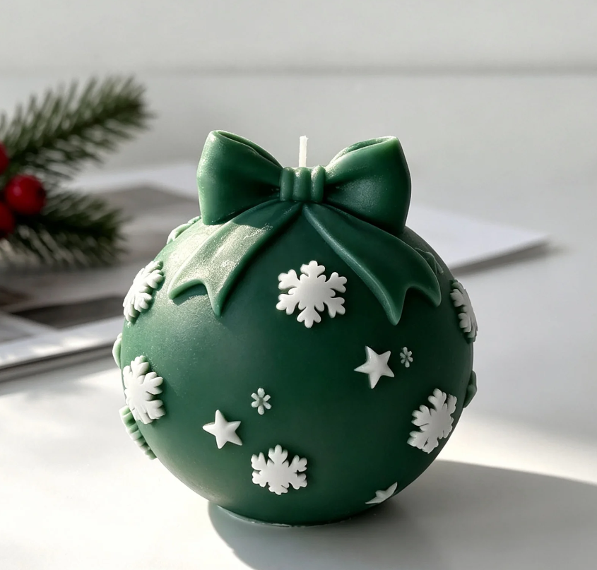 Lyba Moulds Christmas Ball Bow Tie Candle Silicone Mould