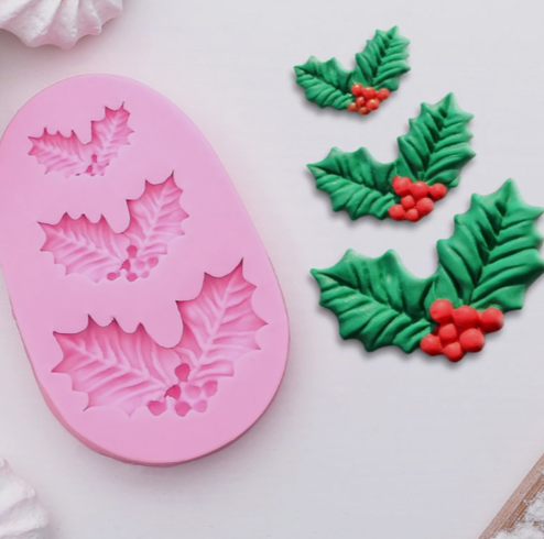 Bakewareind Christmas Holly Leaves Chocolate Fondant Silicone Mould
