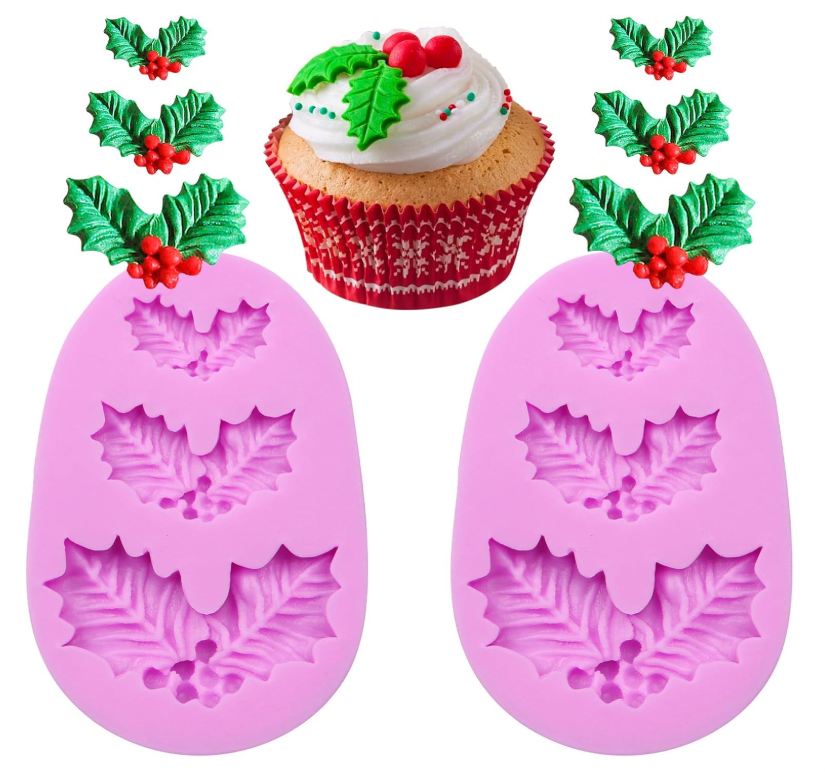 Bakewareind Christmas Holly Leaves Chocolate Fondant Silicone Mould