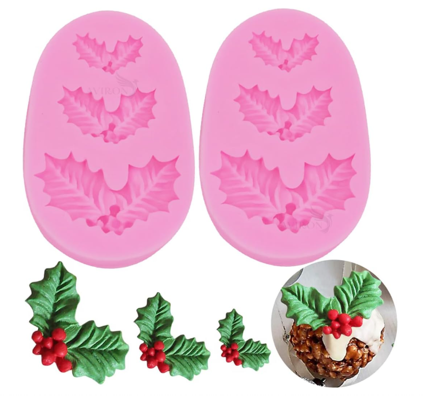Bakewareind Christmas Holly Leaves Chocolate Fondant Silicone Mould