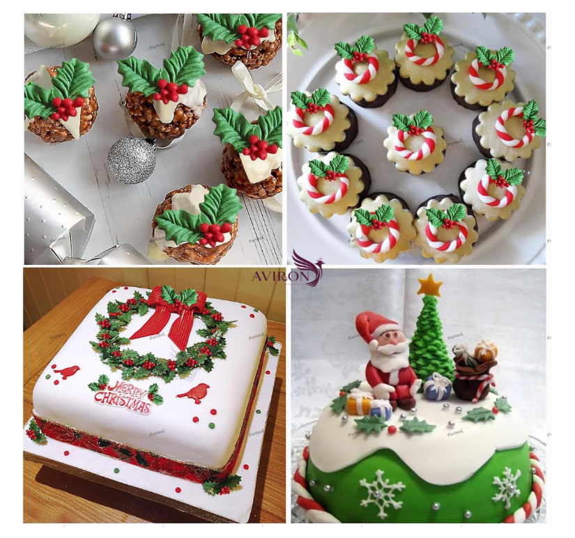Bakewareind Christmas Holly Leaves Chocolate Fondant Silicone Mould
