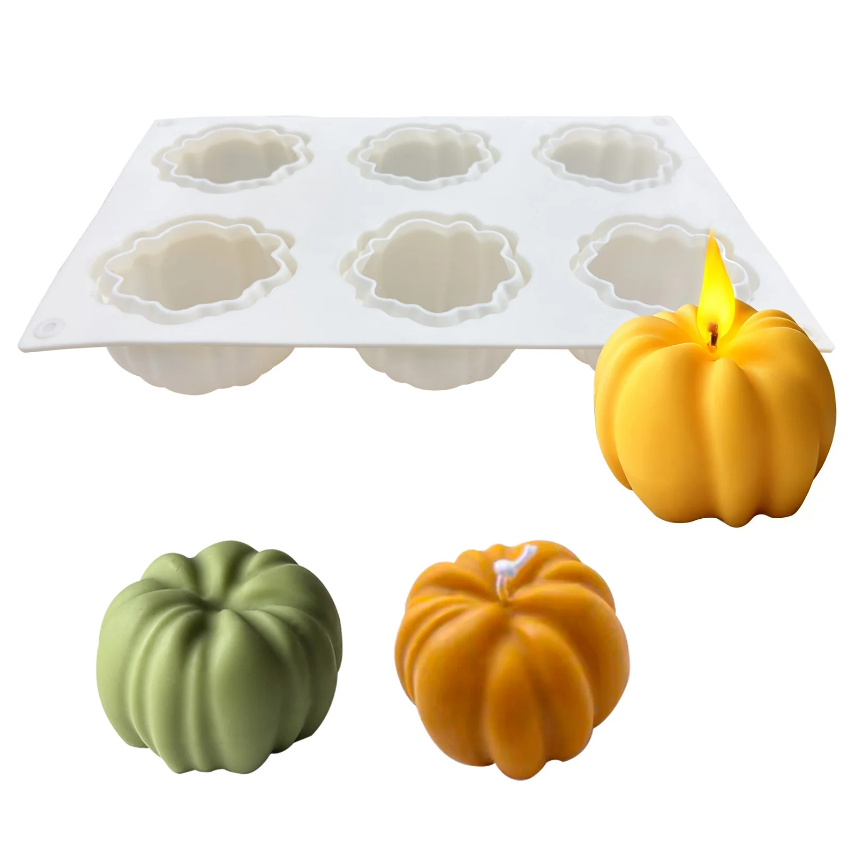 Bakewareind 3D Pumpkin Entremet Cake Candle Silicone Mould, 6 Cavity