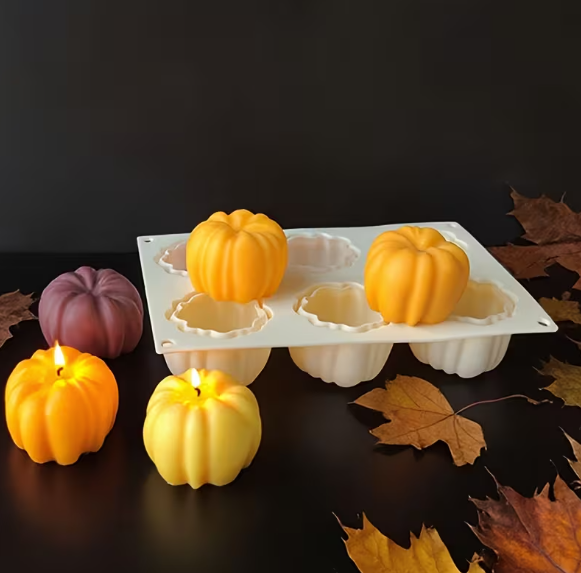 Bakewareind 3D Pumpkin Entremet Cake Candle Silicone Mould, 6 Cavity