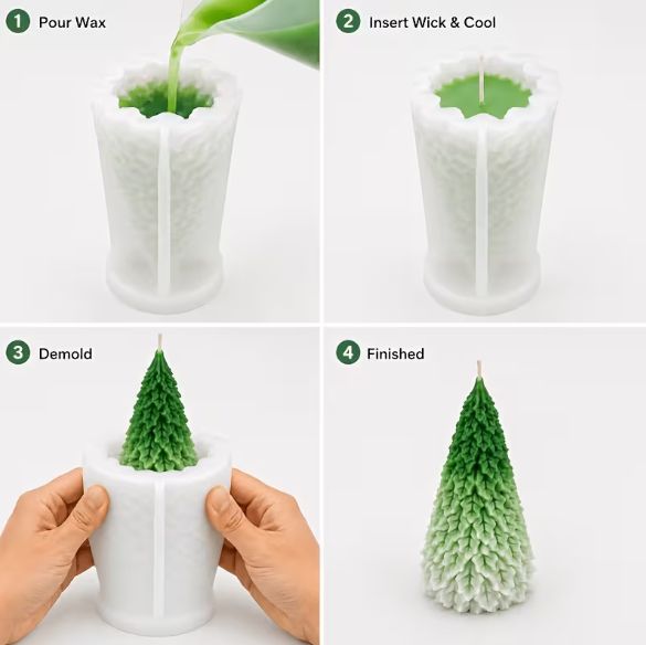 Lyba Mould Pinecone Christmas Tree Candle Silicone Mould