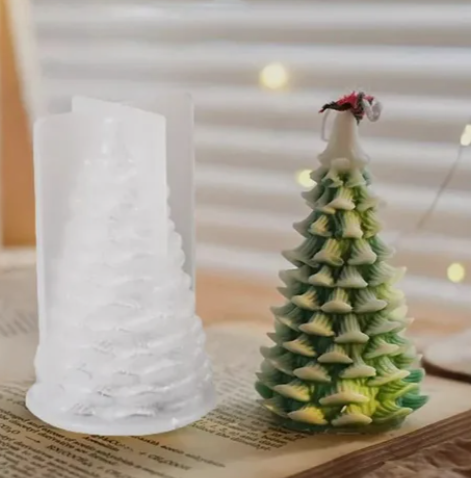 Lyba Moulds 3D Layered Pine Christmas Tree Candle Silicone Mould