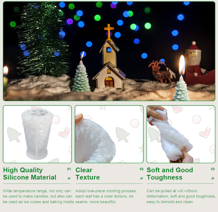 Lyba Moulds 3D Layered Pine Christmas Tree Candle Silicone Mould