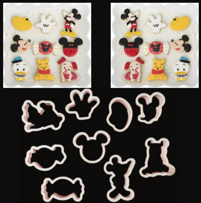 Bakewareind Disney and Cartoon Character Plastic Cookie and Fondant Cutter Set