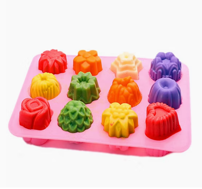 Bakewareind Assorted Floral Mini Bundt Silicone Fondant Chocolate Mould, 12 Cavity